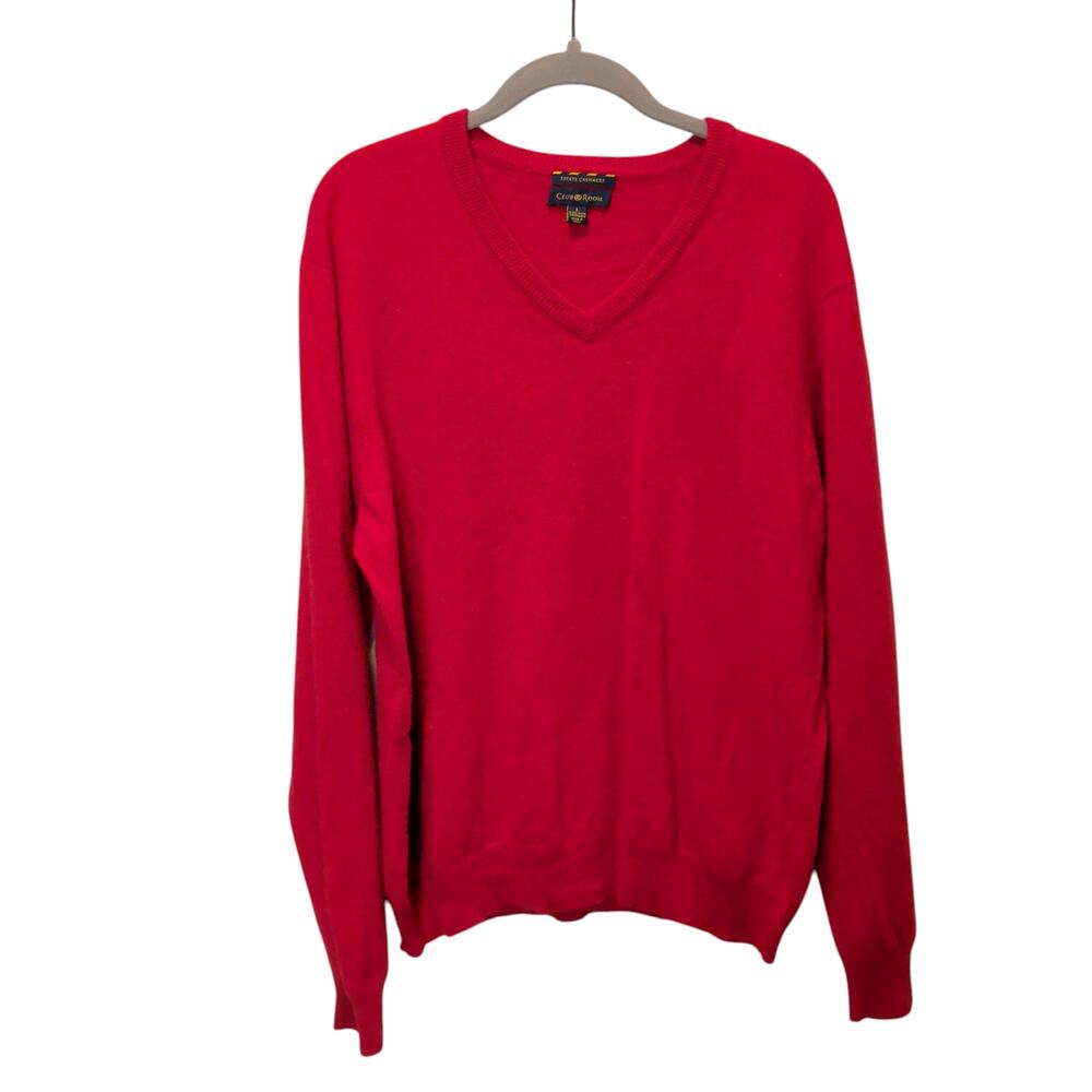 Club Room Men's Sz L Red Estate 2 Ply Cashmere Sweater Luxury Soft Holiday